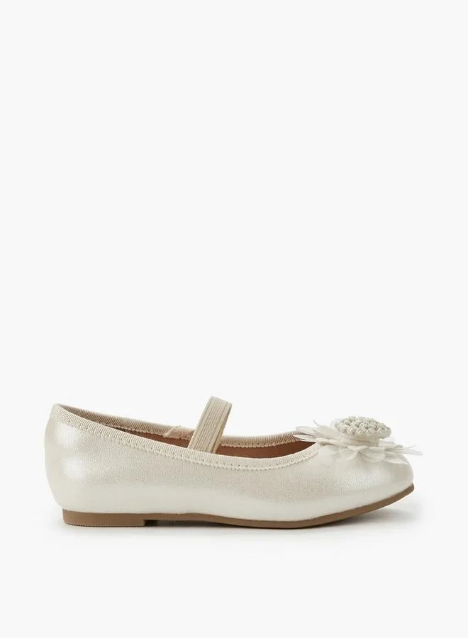 JUNIORS Girls Floral Accent Ballerina Shoes